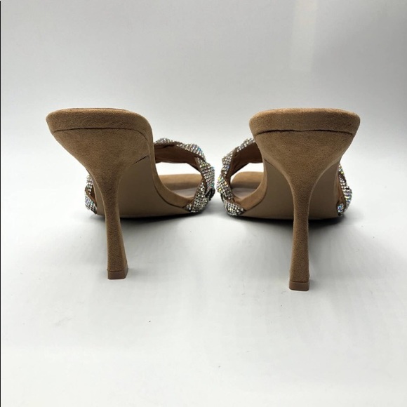 Steve Madden Jazlin Rhinestone Square Open Toe Stiletto Mule Heeled Sandal - Picture 12 of 16